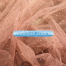 Ткань Сетка с камнями (розовый)